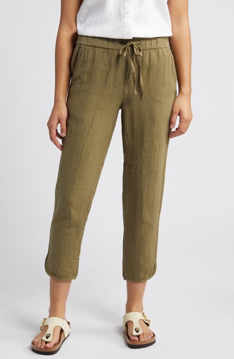 MANGO Cotton tapered crop pants Medium Green Men Pants
