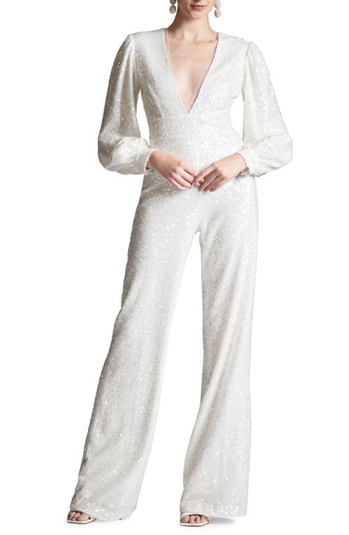 Sachin & Babi Presly Sequin Long Sleeve Jumpsuit In White