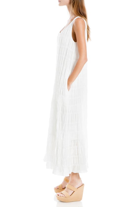 Shop Max Studio London Smocked Tiered Maxi Dress In White-white