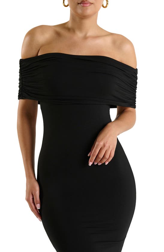 Shop N By Naked Wardrobe Smooth Off The Shoulder Dress In Black