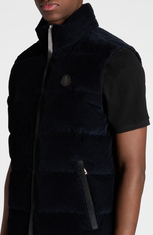 Shop Moncler Acrab Corduroy Down Puffer Vest In Dark Blue