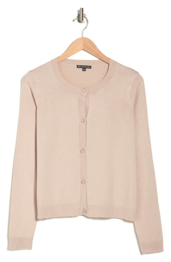 Adrianna Papell Embellished Button Cardigan In Champagne Blush