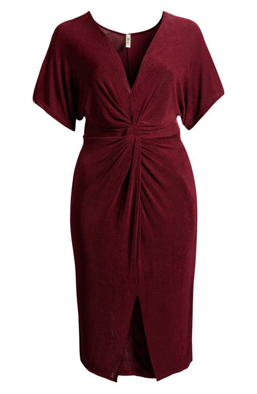 Shop 24seven Comfort Apparel Twist Front Vent Dress In Wine