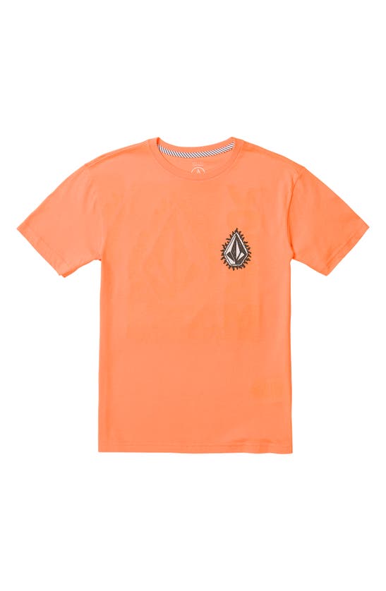 Shop Volcom Kids' Flamed Cotton Graphic T-shirt In Turbo Orange