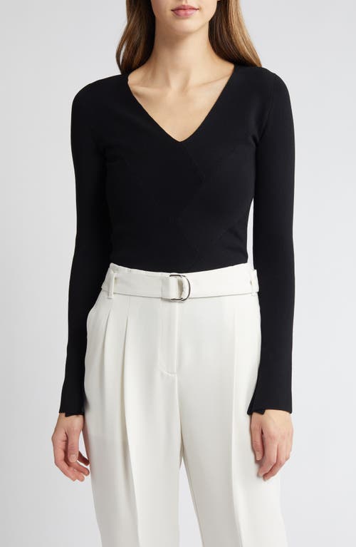 BOSS Fritzie V-Neck Knit Top Black at Nordstrom,