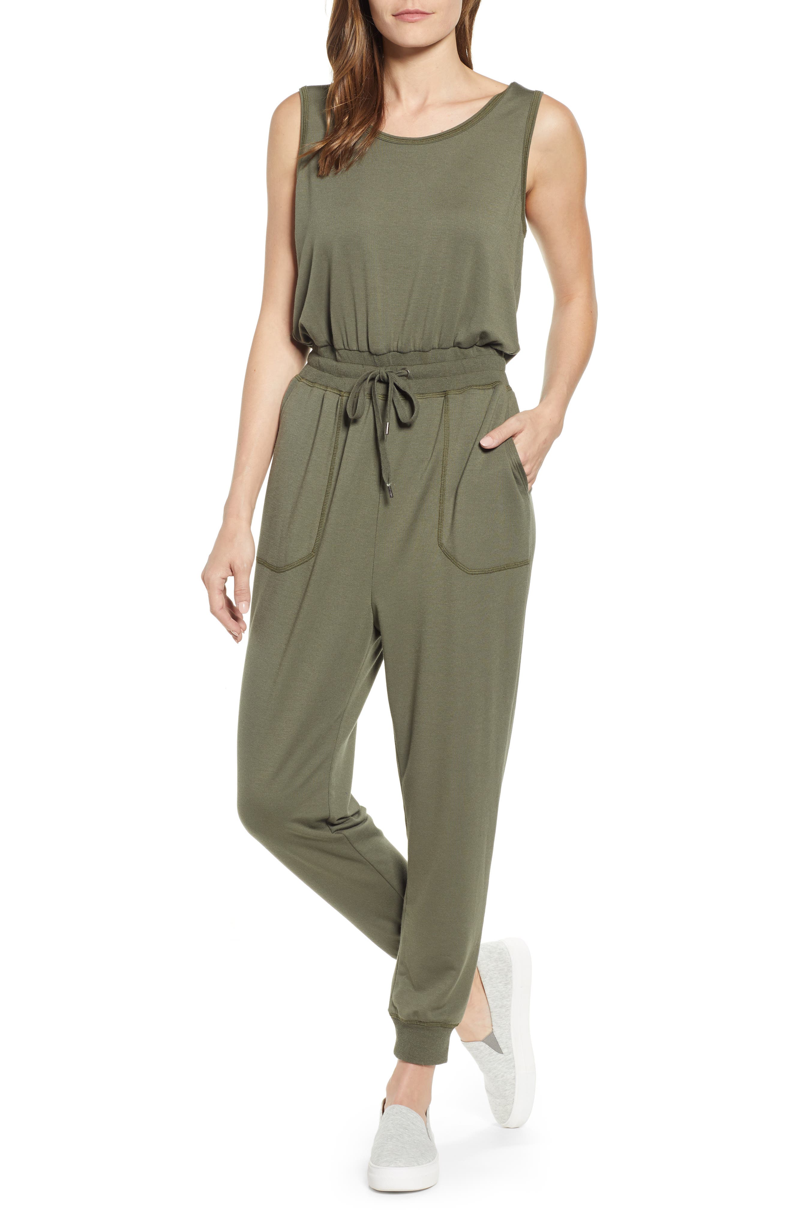 Caslon Sleeveless Jumpsuit, Green