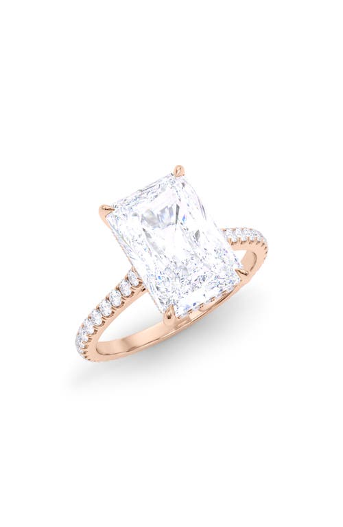 Hautecarat Radiant Cut Lab Grown Diamond & Pavé 18k Gold Ring In Rose Gold