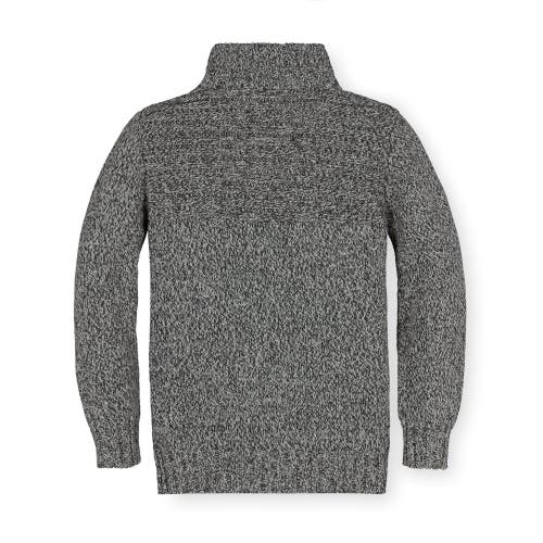Hope & Henry Baby Boys' Mock Neck Button Placket Sweater, Infant In Charcoal Marl Rib Yoke