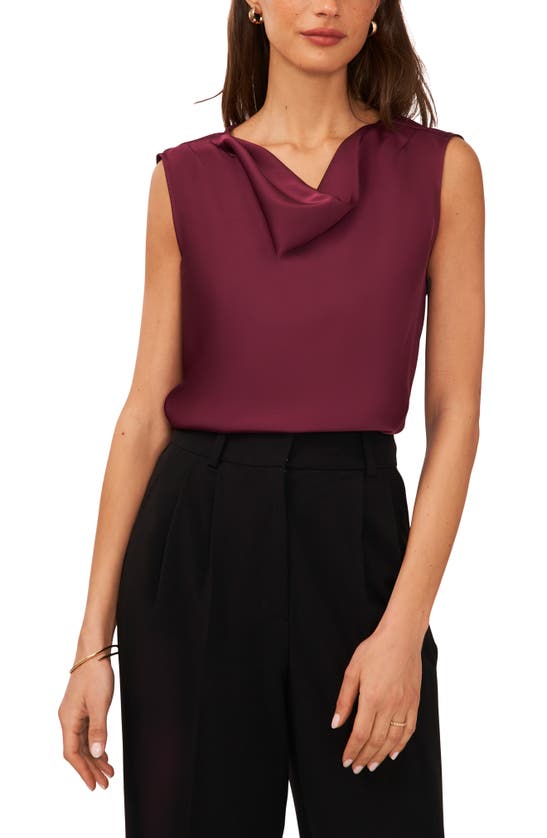 Halogen Cowl Neck Sleeveless Top In Grape Wine