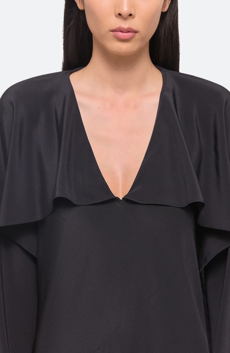 Helmut Lang Silk Shift Dress with Scarf, Alternate, color, Black