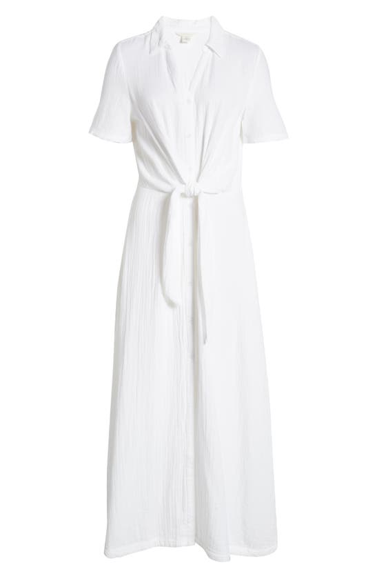 Shop Caslon (r) Vacation Tie Front Gauze Shirtdress In White
