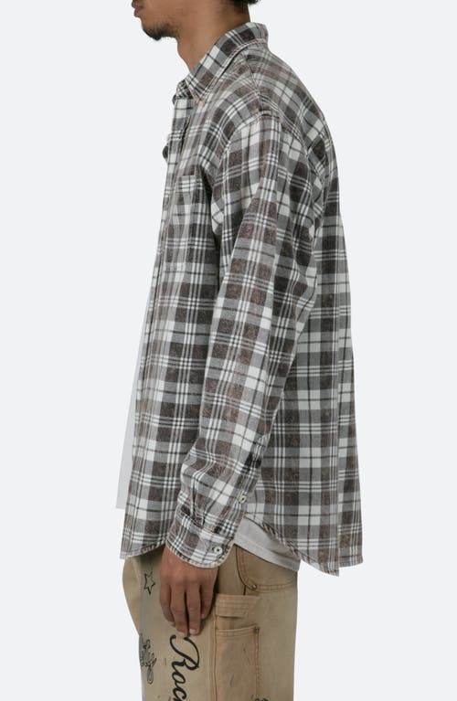 Shop Mnml Washed Plaid Button-up Shirt In Black/natural