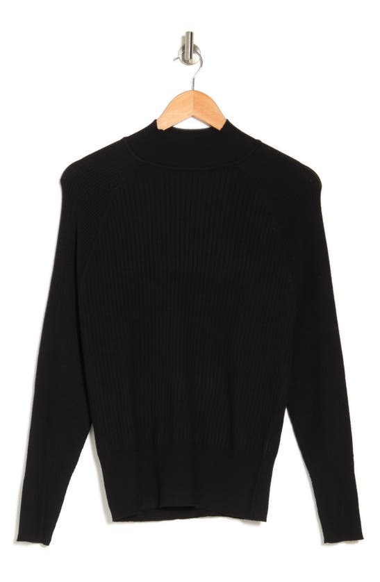 Jaclyn Smith Mock Neck Rib Sweater In Black