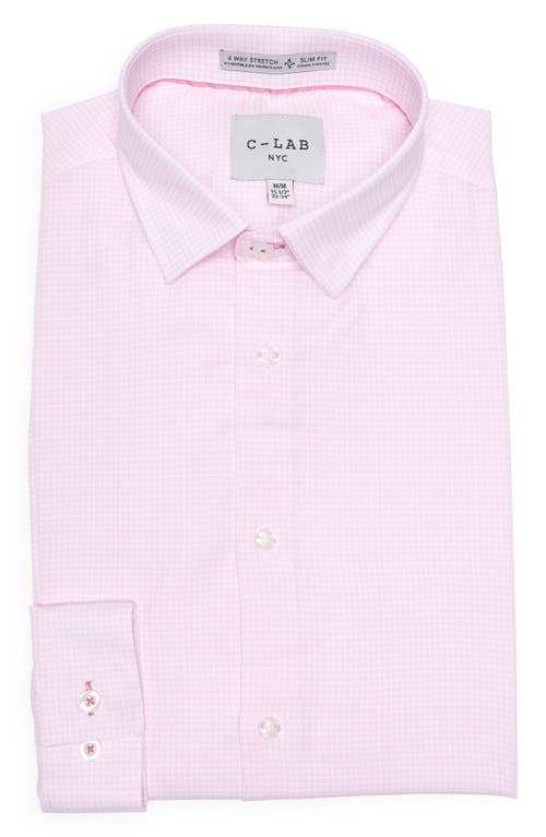 Shop C-lab Nyc Geometric Print 4-way Stretch Dress Shirt In Pink