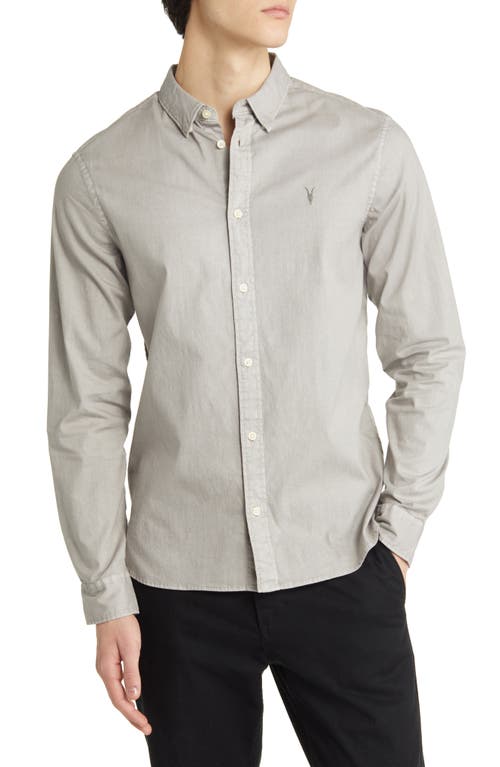 AllSaints Hawthorne Slim Fit Button-Up Shirt Frosted Taupe at Nordstrom,