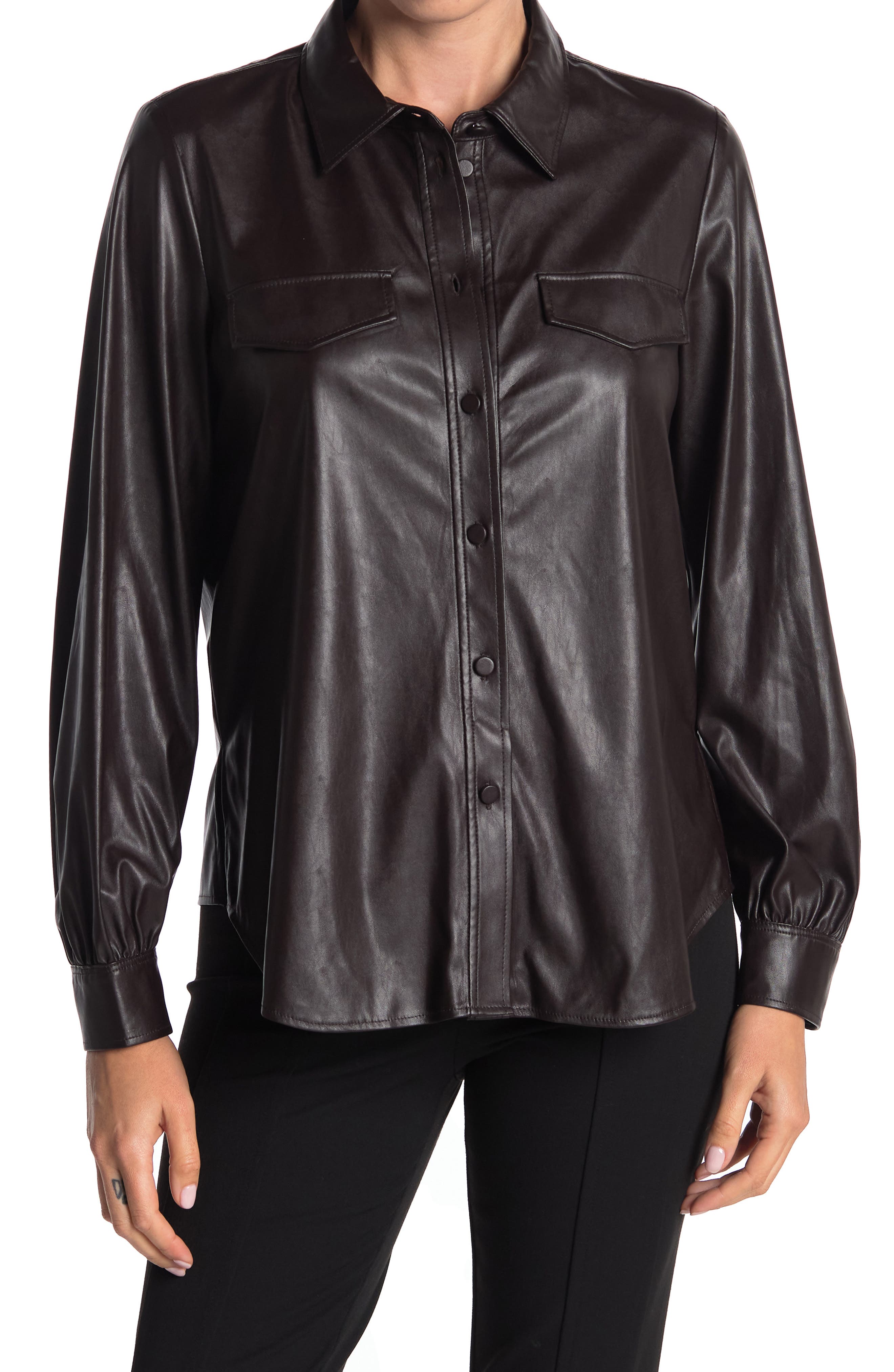 faux leather shacket womens