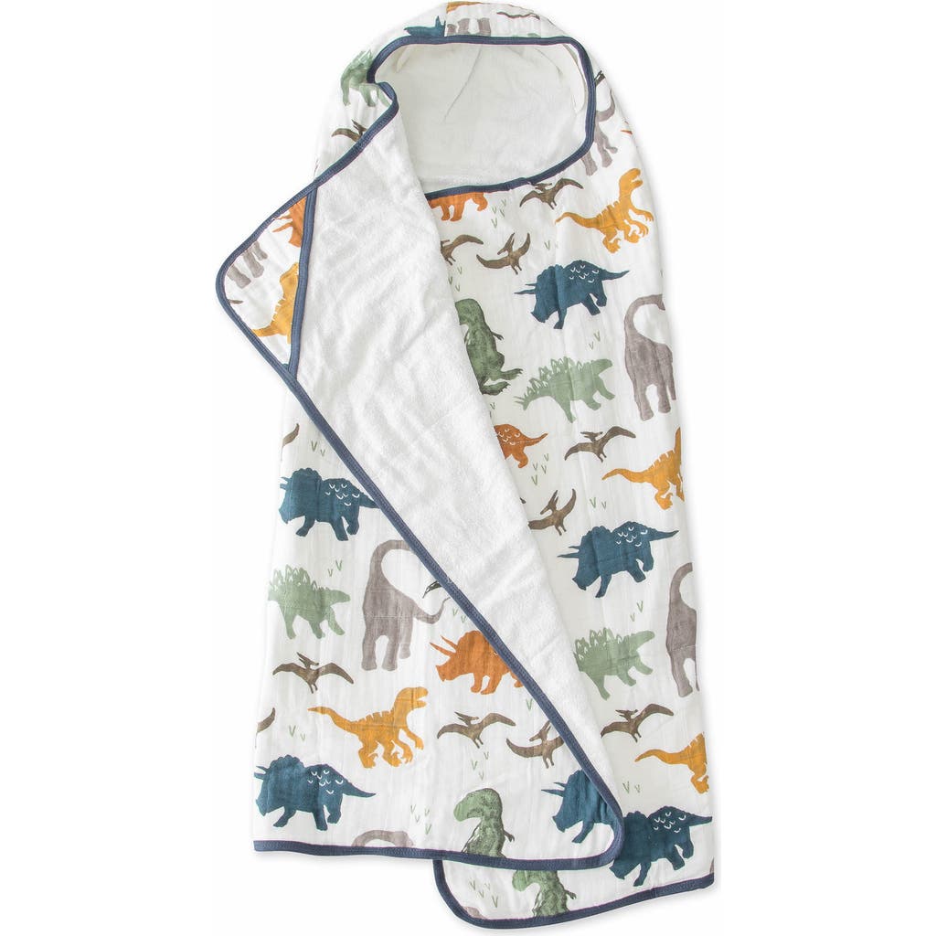 Little Unicorn Cotton Muslin & Terry Hooded Towel In Dino Friends