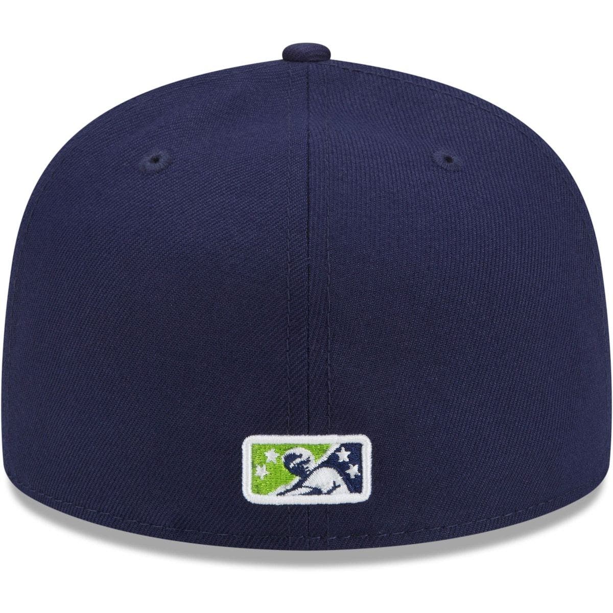 navy blue and yellow fitted hat