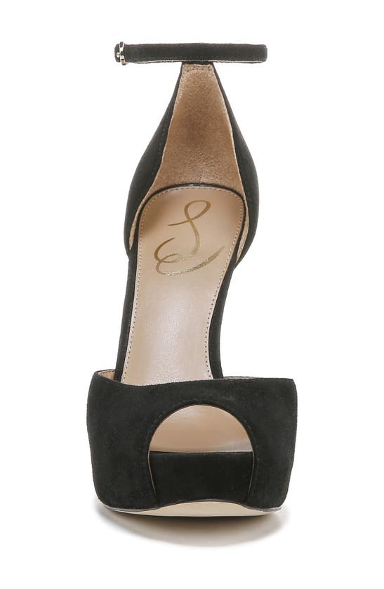 Sam Edelman Florencia Ankle Strap Peep Toe Pump In Black/ Black