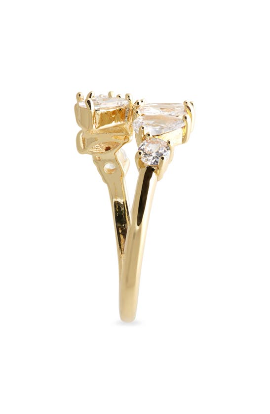 Shop Nordstrom Rack Cz Cluster Bypass Ring In Clear- Gold