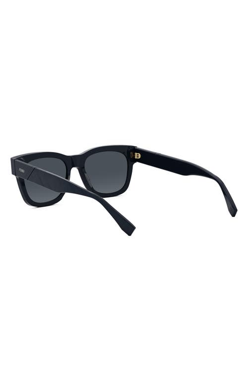 Shop Fendi ' Diagonal 51mm Square Sunglasses In Shiny Blue/smoke