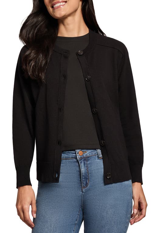 Jones New York Saddle Shoulder Cotton Blend Cardigan in Jones Black 