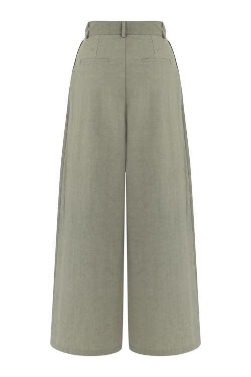 Shop Nocturne Pleated Wide Leg Pants In Dark Beige