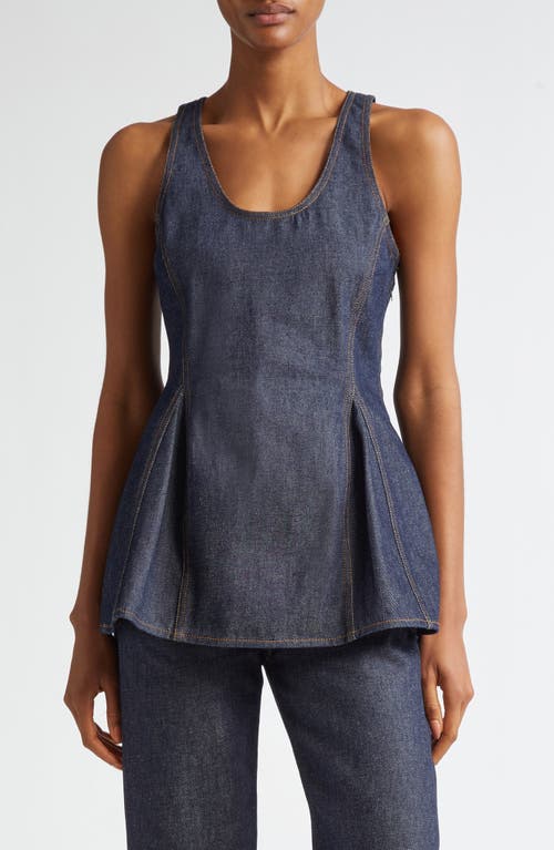 Shop Bite Studios Godet Organic Cotton Denim Tank In Dark Blue Wash