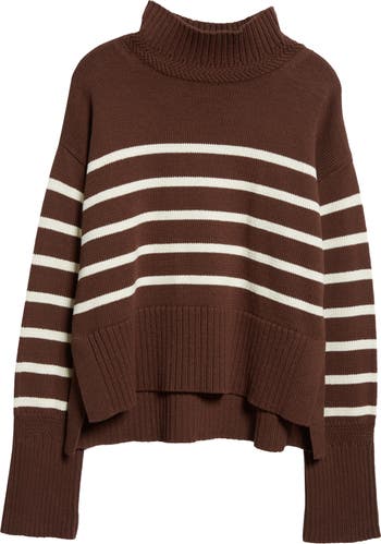 Lancetti Stripe Cotton Mock Neck Sweater