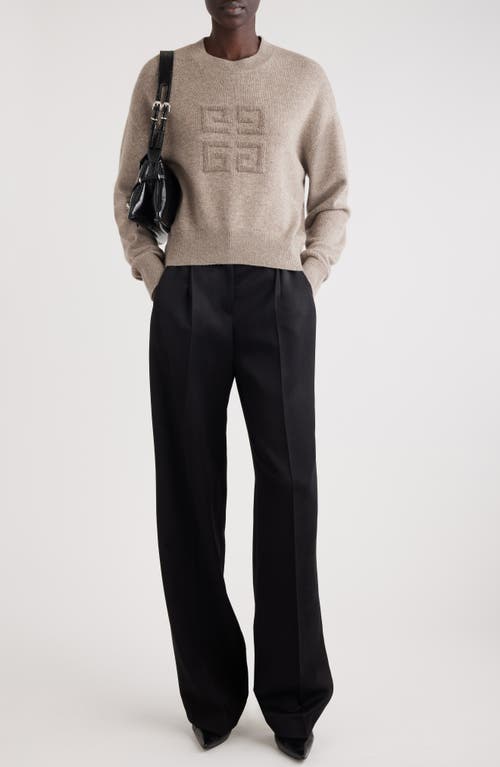 Givenchy 4g Logo Cashmere Crewneck Sweater In Pumice Beige