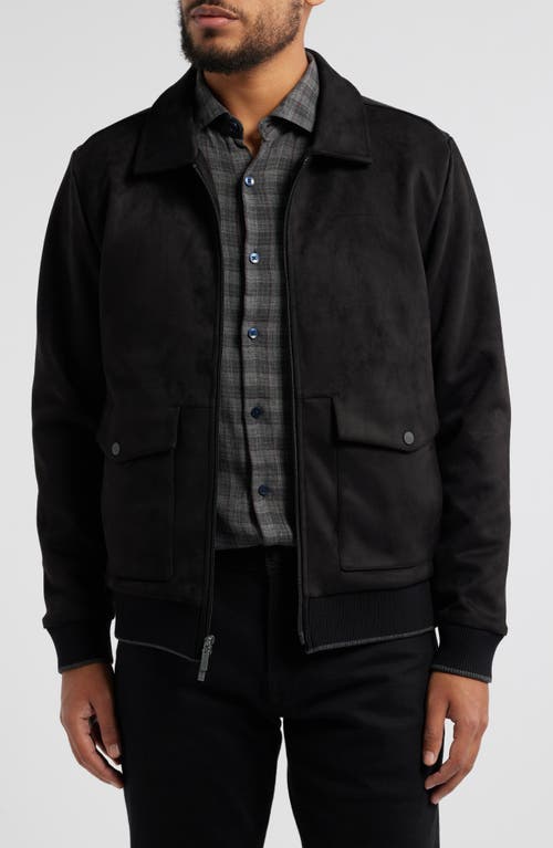 Robert Barakett Lachine Faux Suede Pilot Jacket in Black 