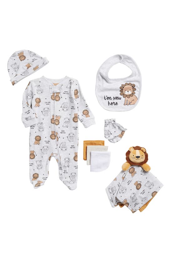 Koala Baby Babies' I'm New Here Lion 8-piece Gift Set In Neutral