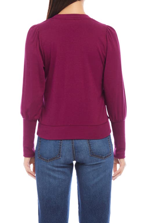 Shop Karen Kane Bishop Sleeve Top In Wine