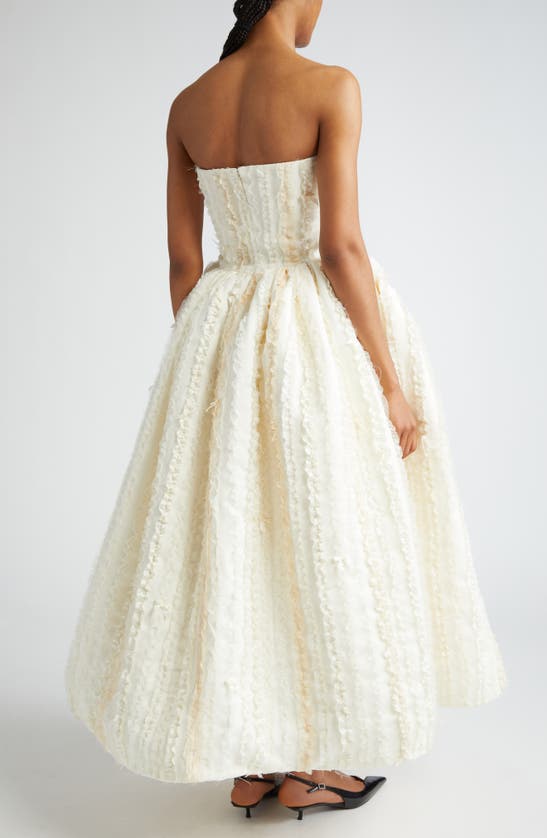 Shop Tanner Fletcher Gender Inclusive Lucille Raw Ruffle Strapless Gown In Ivory/ Antique White Ruffle
