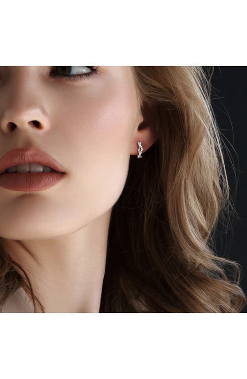 Delmar Lab-created Moissanite Twist Huggie Hoop Earrings In White/silver