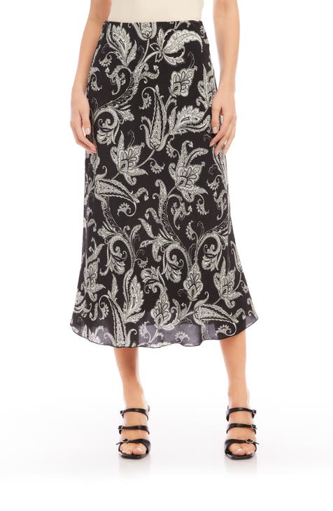 Eileen Fisher Quilted A-Line Silk Midi Skirt