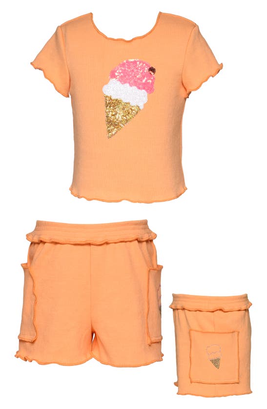 Sara Sara Kids' Ice Cream Top & Shorts Set In Orange