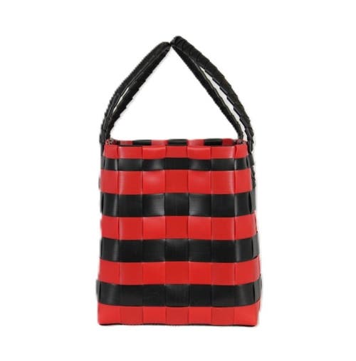 Handed By Paris Spirit Recycled Tote Bags In Black/chili Red