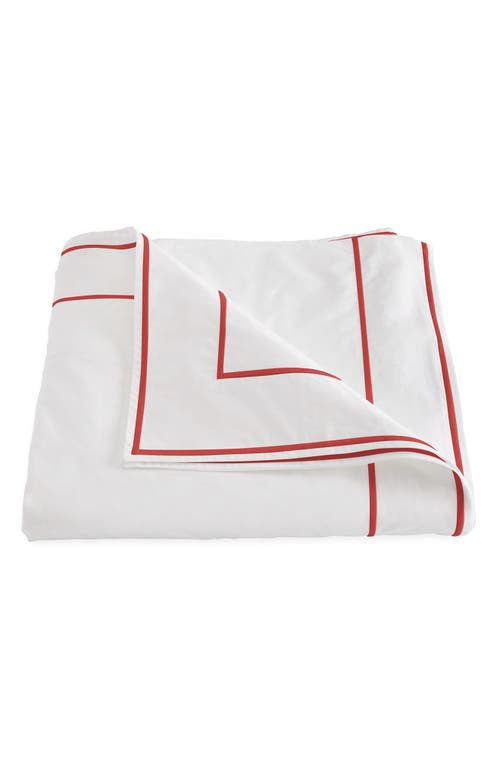 Shop Matouk Ansonia Cotton Percale Duvet Cover In White/red