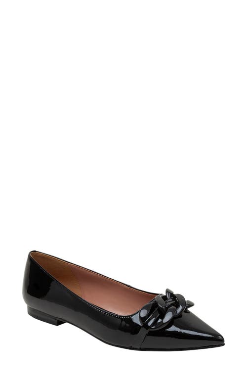 Nora Pointed Toe Flat in Black Patent