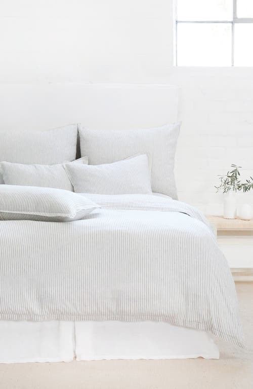 Shop Pom Pom At Home Connor Stripe Linen & Cotton Duvet Cover In Ivory/denim