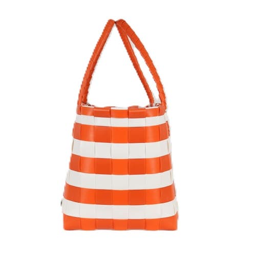 Handed By Paris Spirit Recycled Tote Bags In Orange/white