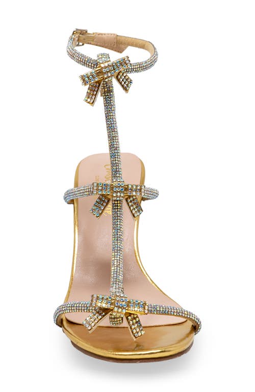 Chase & Chloe Chase And Chloe Rhinestone Strap Sandal In Gold Metallic
