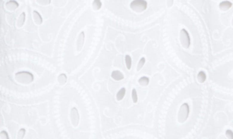 Maggy London Eyelet Puff Sleeve Cotton Midi Dress In Ivory