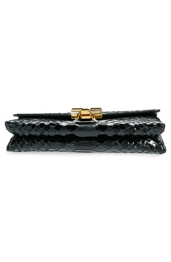 Shop Tom Ford Mini Monarch Snake Embossed Leather Shoulder Bag In Black