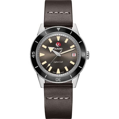 Rado Hyperchrome Captain Cook Automatic Leather Strap Watch, 37.m