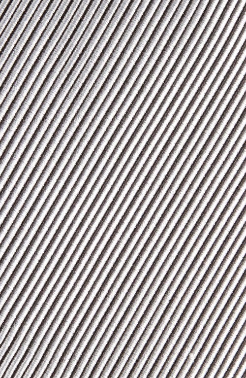 Shop David Donahue Stripe Silk Tie In Black/white