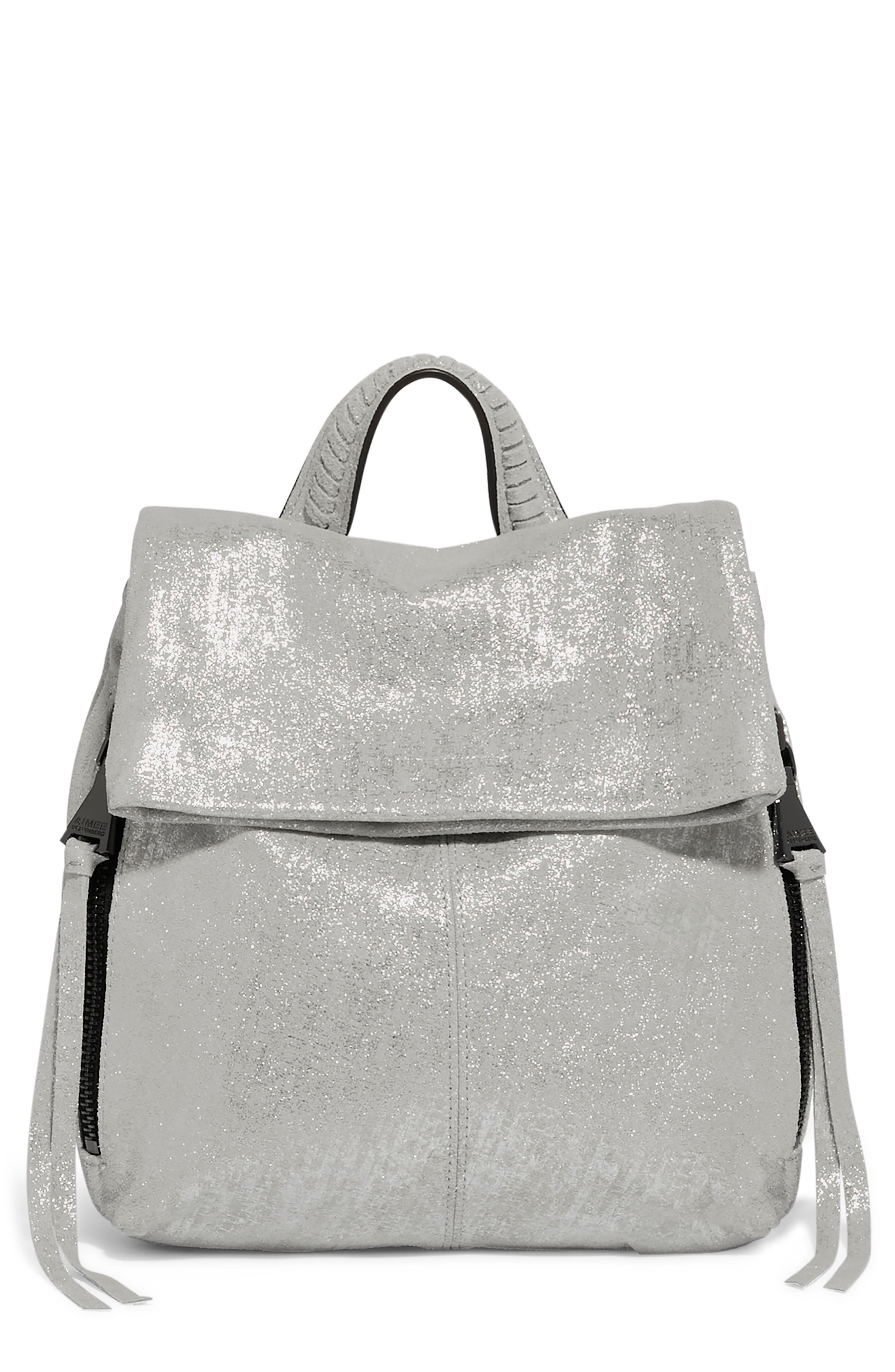 Aimee Kestenberg Bali Metallic Leather Backpack in Distressed Silver |  Smart Closet