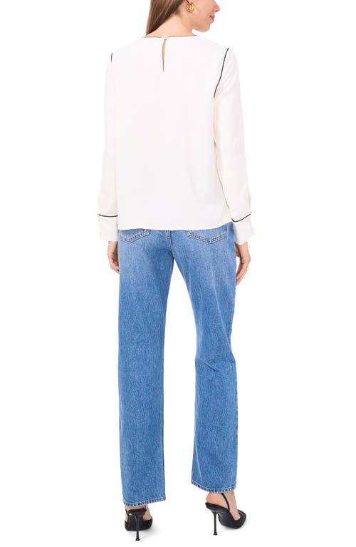 Vince Camuto Women's Piped Long-sleeve Top In New Ivory