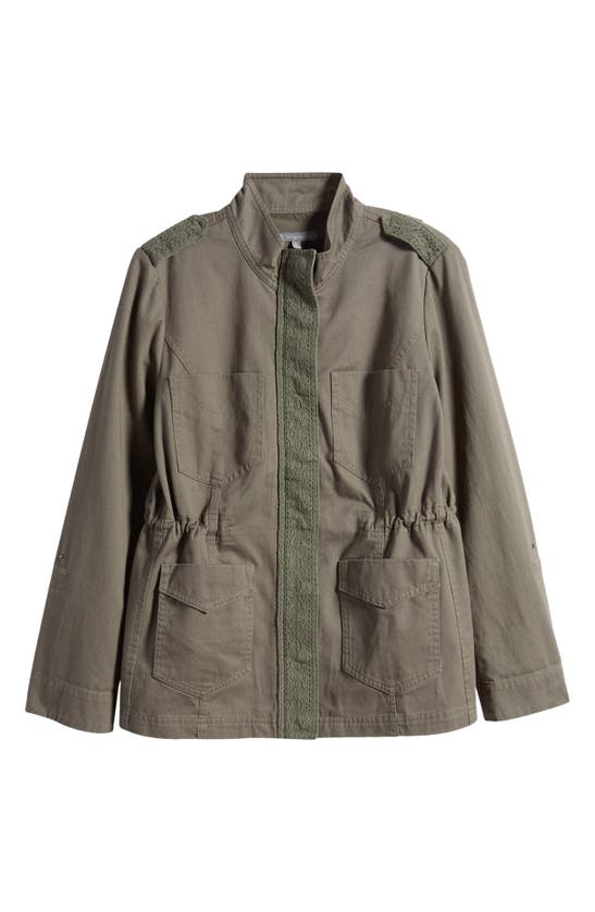 Wit & Wisdom Lace Trim Utility Jacket In Laurel Wreath